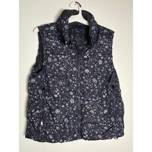 Gap Outdoor Edition Winter Warmth Navy Blue Floral Puffer Vest Large RN54023
